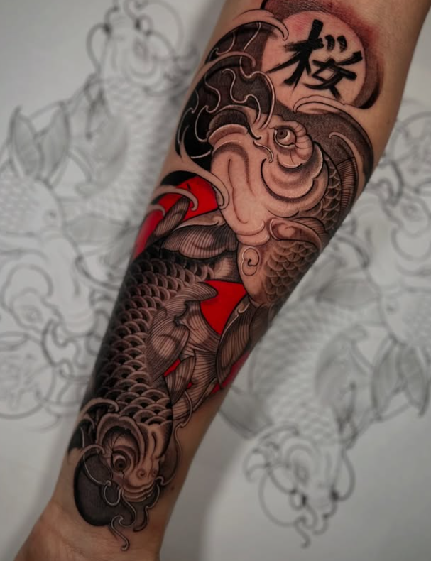 Tatuaje de pez koi